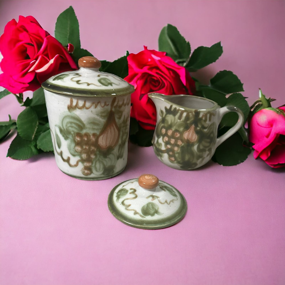 John B Taylor Stoneware Signed  Canister Lid and Pitcher Set